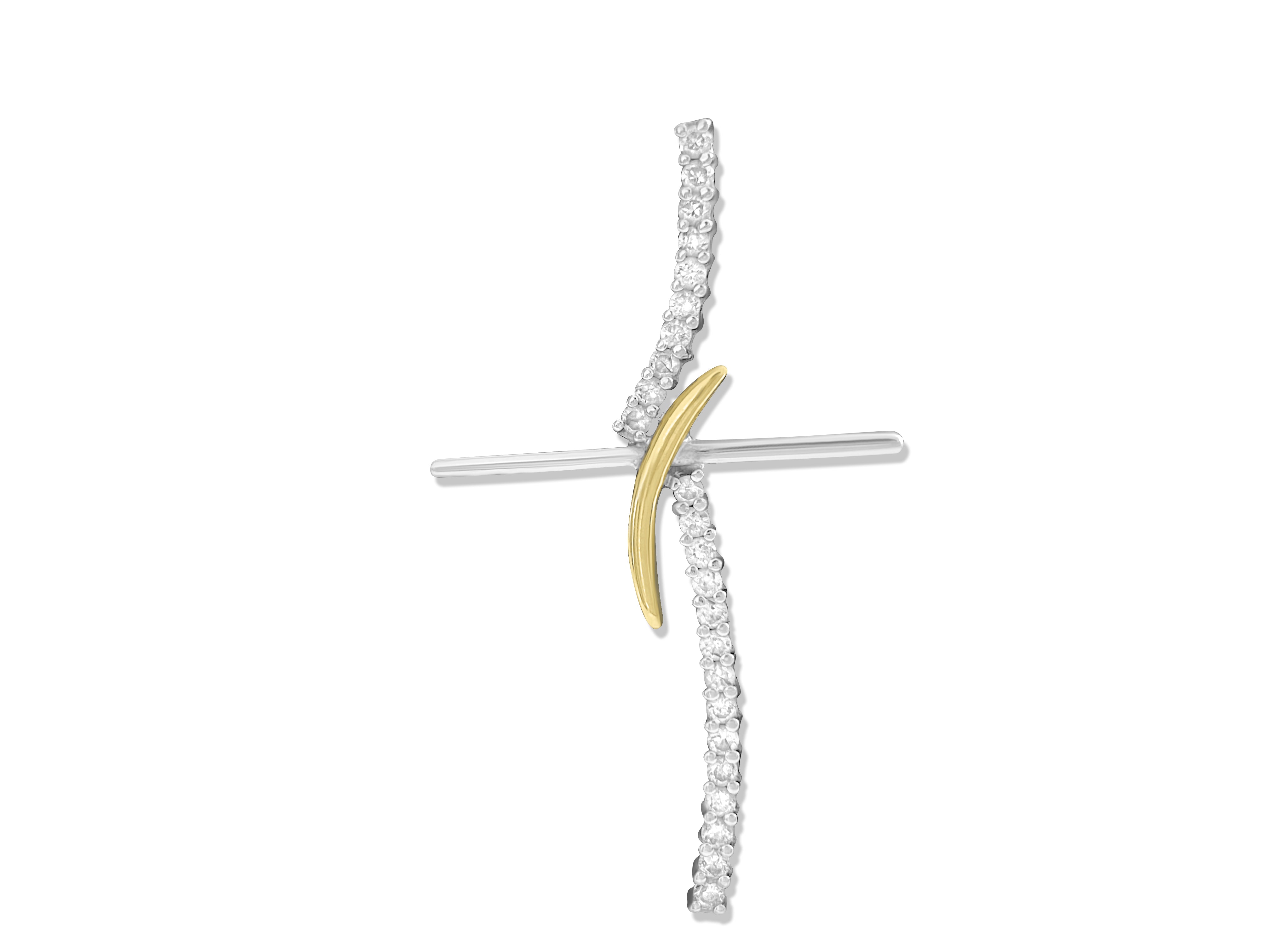 18k Gold two tone, 0.80 Carat VS/G Diamond Cross - Prince The Jeweler 18k-gold-two-tone-0-80-carat-vs-g-diamond-cross, Necklaces & Pendants
